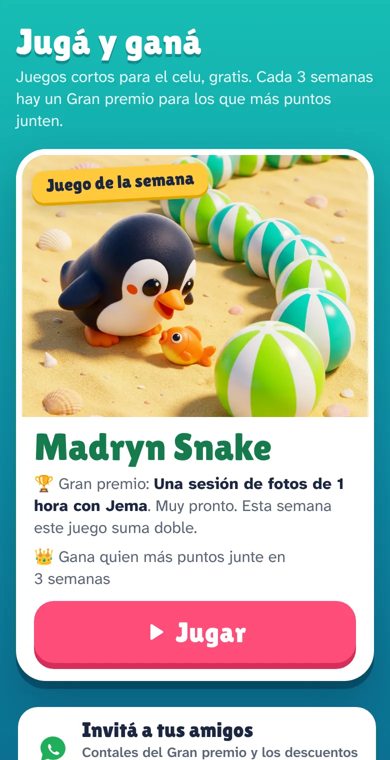El juego de la semana con el Gran premio y el botón Jugar